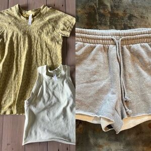 TNA cozy fleece shorts size XS Aritzia brand and Athleta Tops XXS